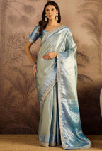 Elegant Sky Blue Silk Saree