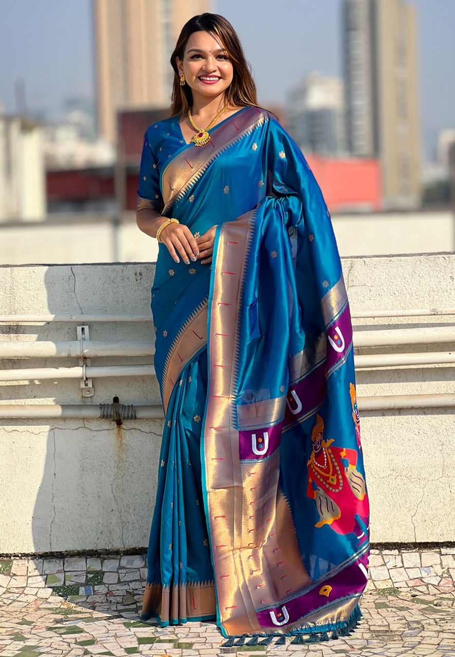 FLORAL MOTIFS PAITHANI SAREE