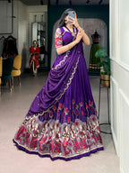 Tasar Silk Kalamkari Print Wedding lehenga