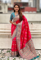 Soft Silk Zari Woven Patola Leheriya Saree with Contrast Weaves