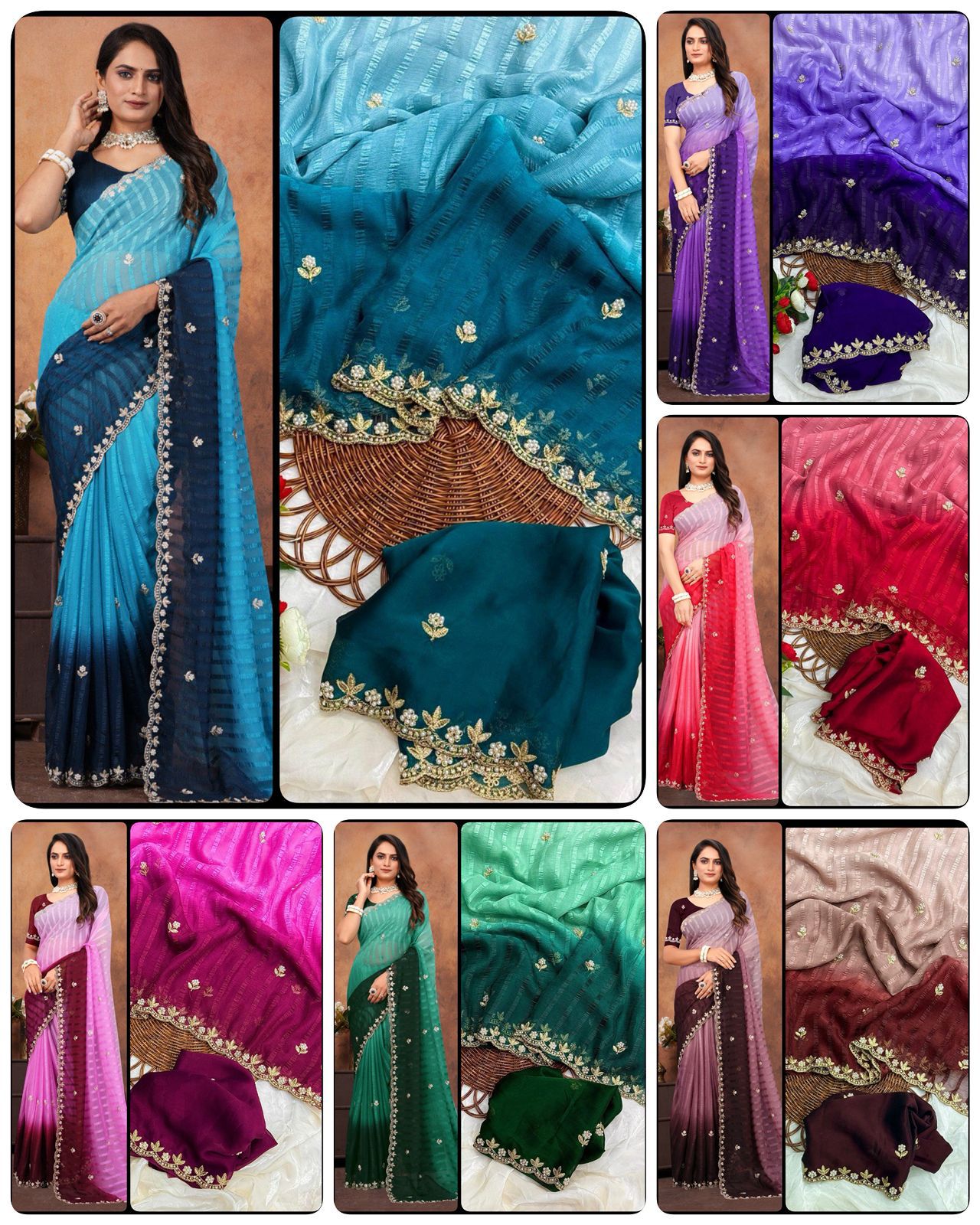 3D PADDING MOTI HANDWORK SAREE