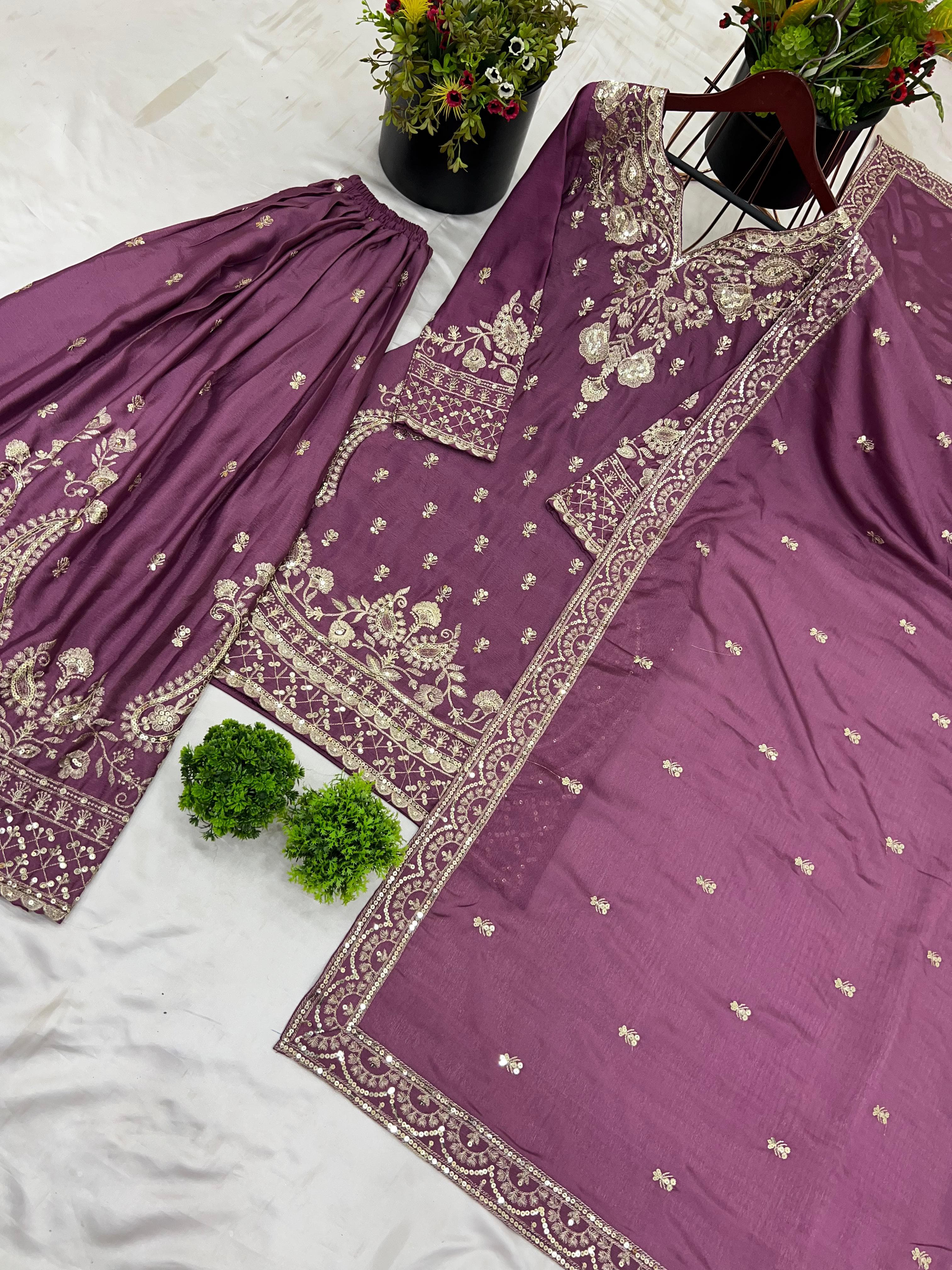 Party Wear Look Top-Plazzo And Dupatta
