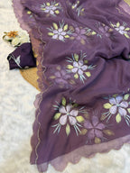 Pure bari chiffon silk saree