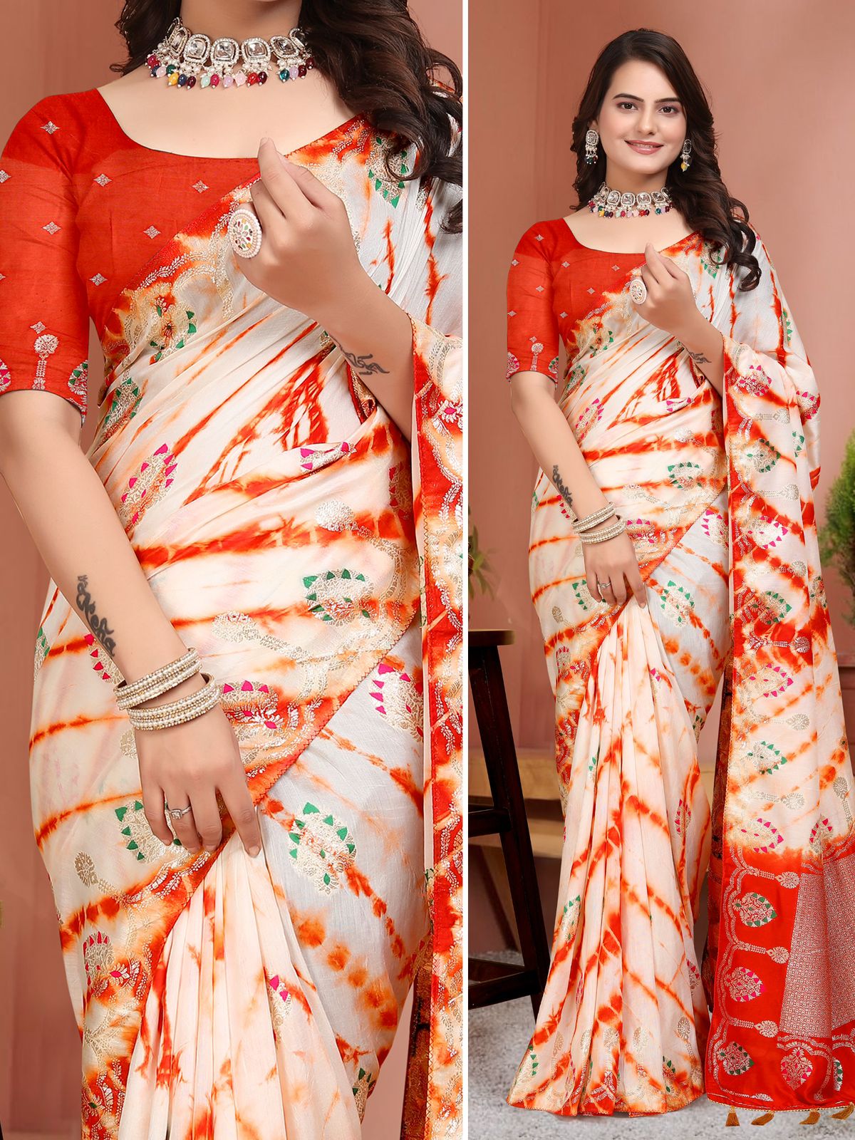 Pure Soft Russian Cotton Silk Weaving Saree