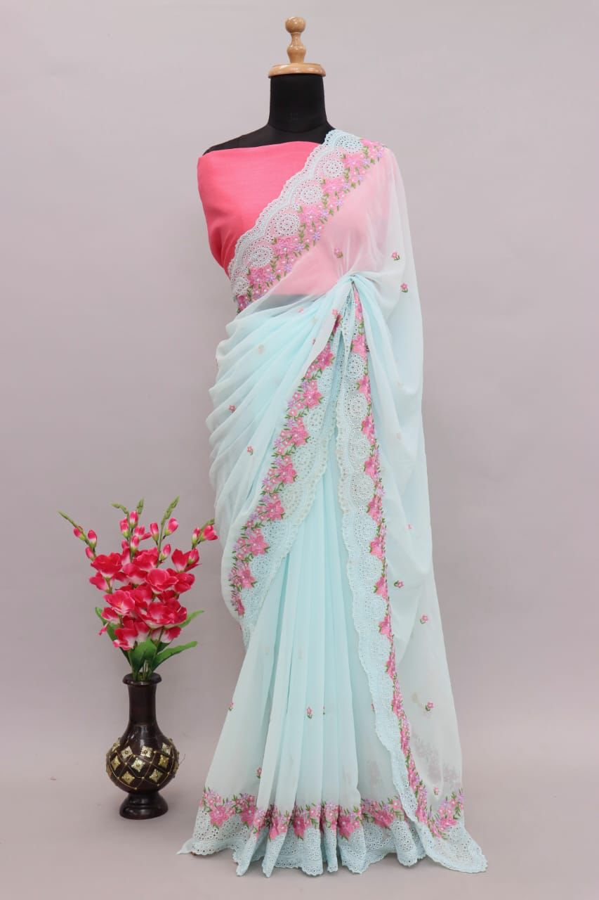 Embroidery Work Georgette Saree