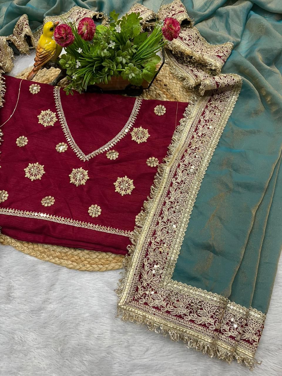 TRADING KAJAL  MOCHA SILK SAREE