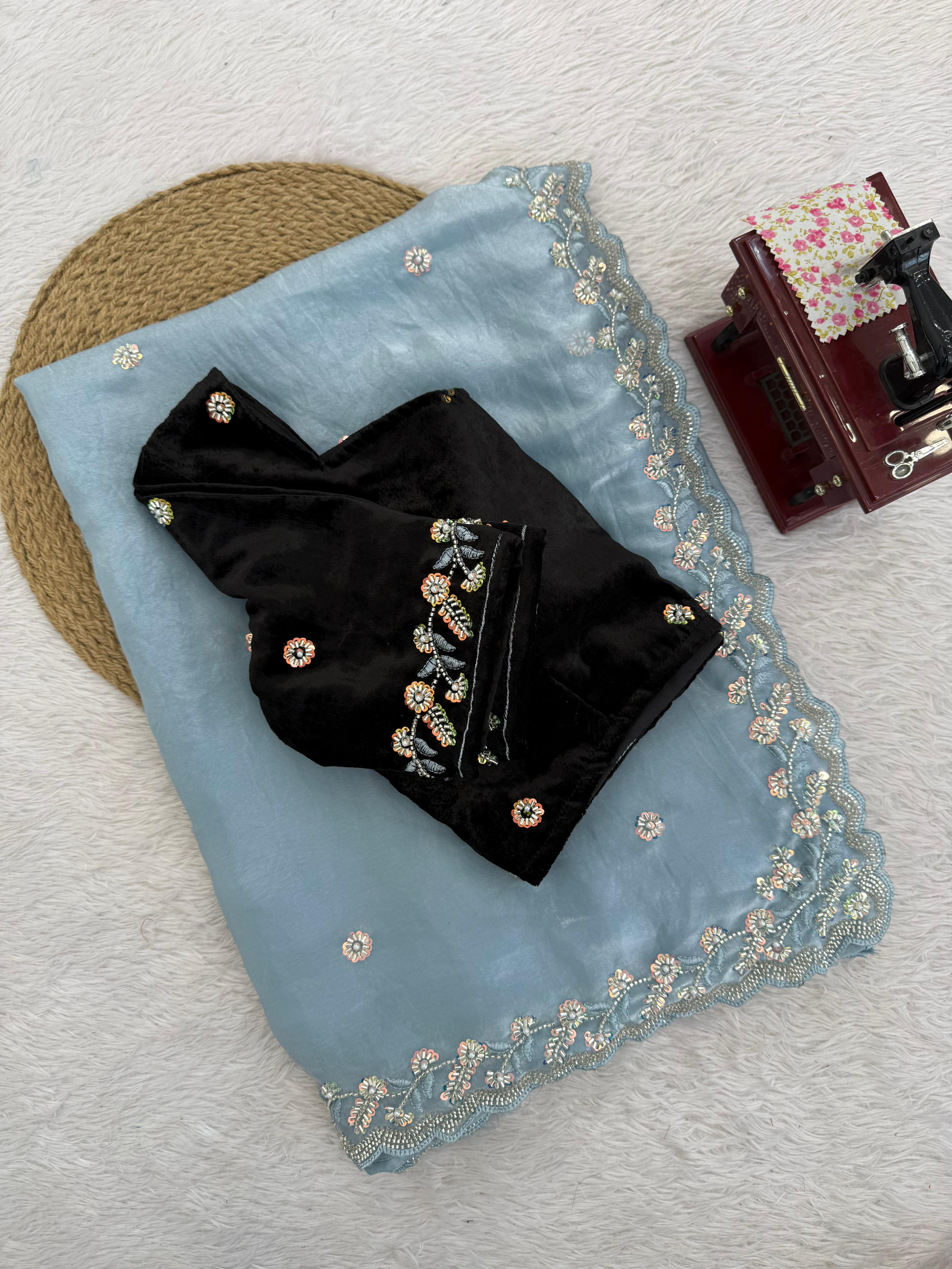 Fendy Silk Sky Wedding Saree