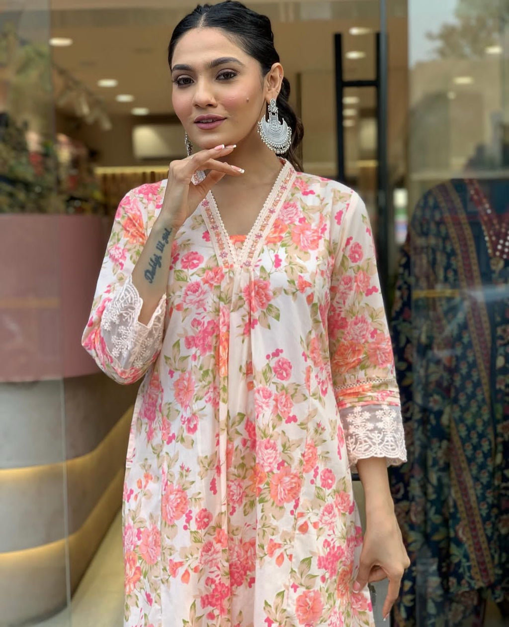 Anarkali Kurti With beautiful Floral print