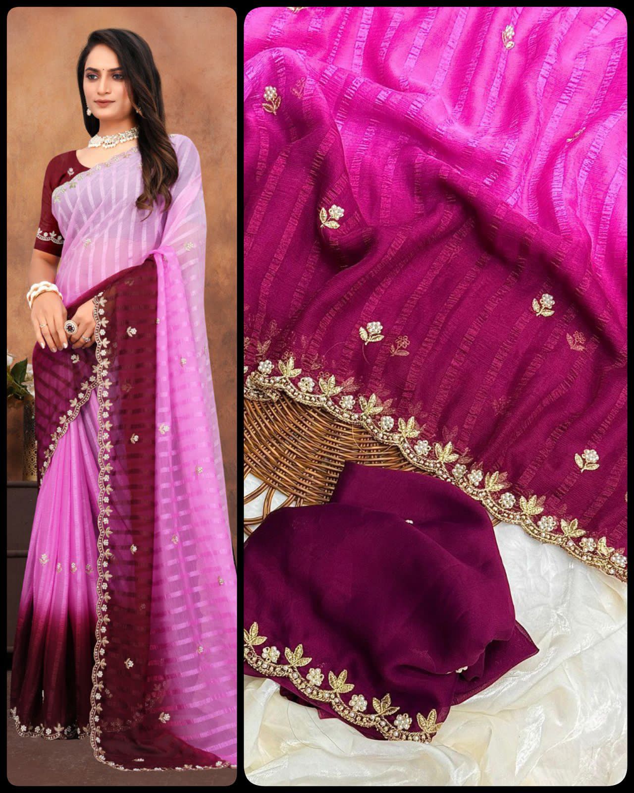 3D PADDING MOTI HANDWORK SAREE