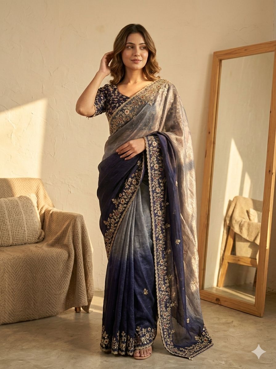 Shaded Color  Soft Frendy Chiffon Saree
