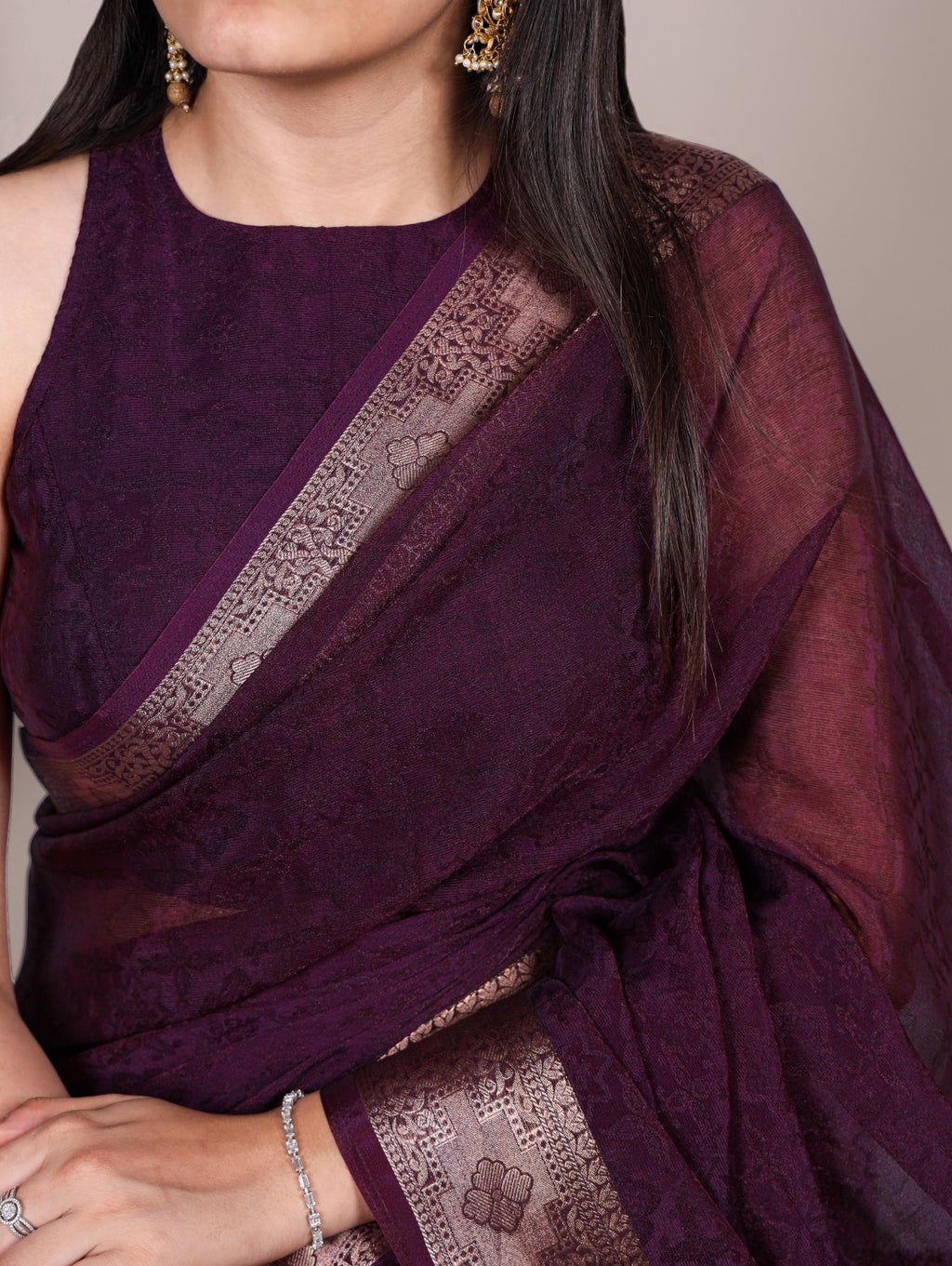 Poly Shimmer Saree With Multi Color