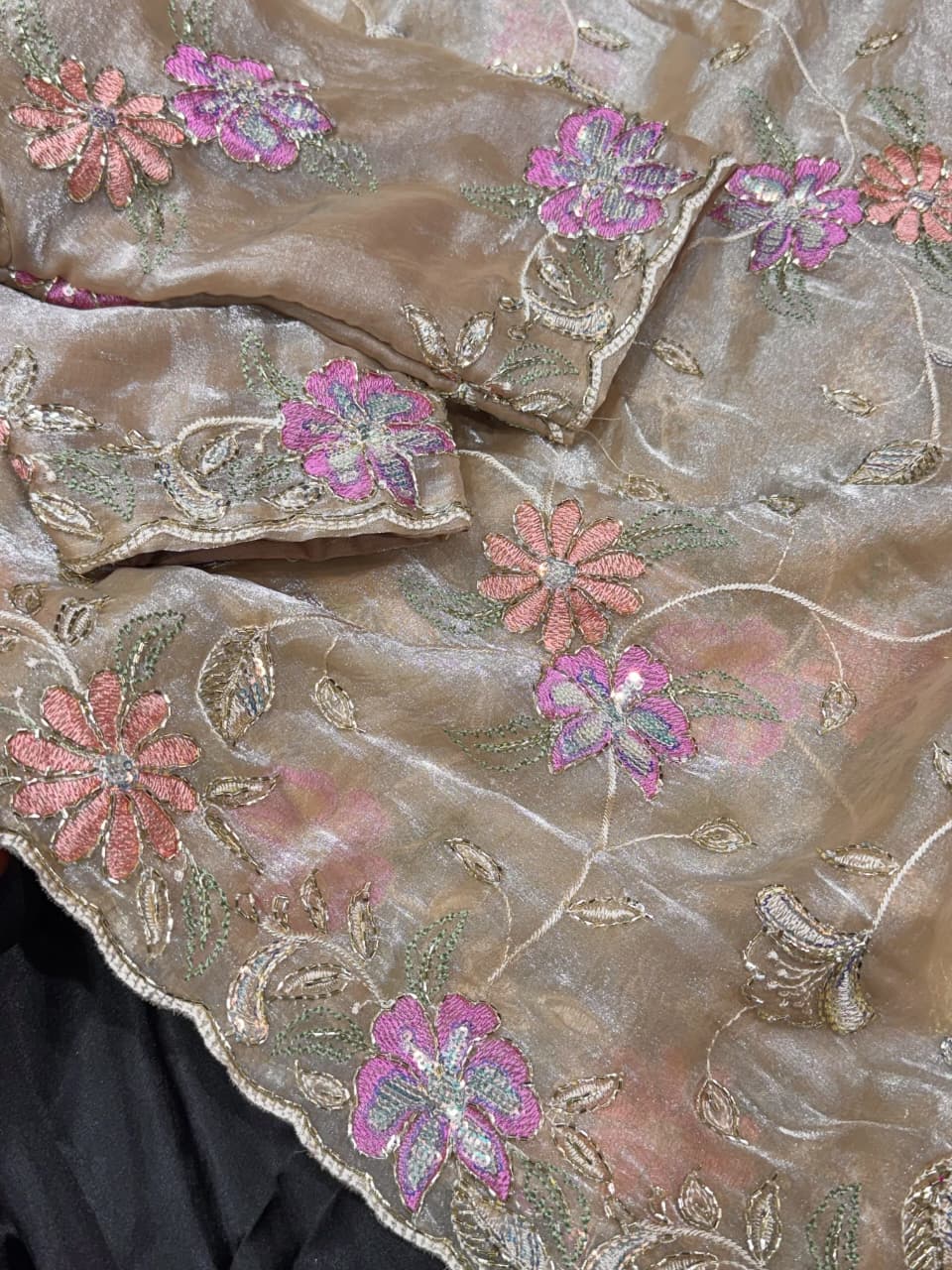 Zohra Fendy Satin Sequence Saree