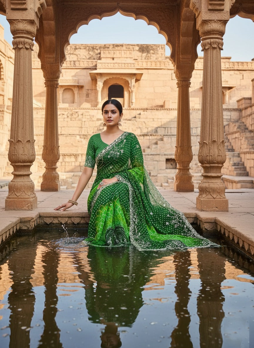 Beautifully crafted Traditional Georgette Saree