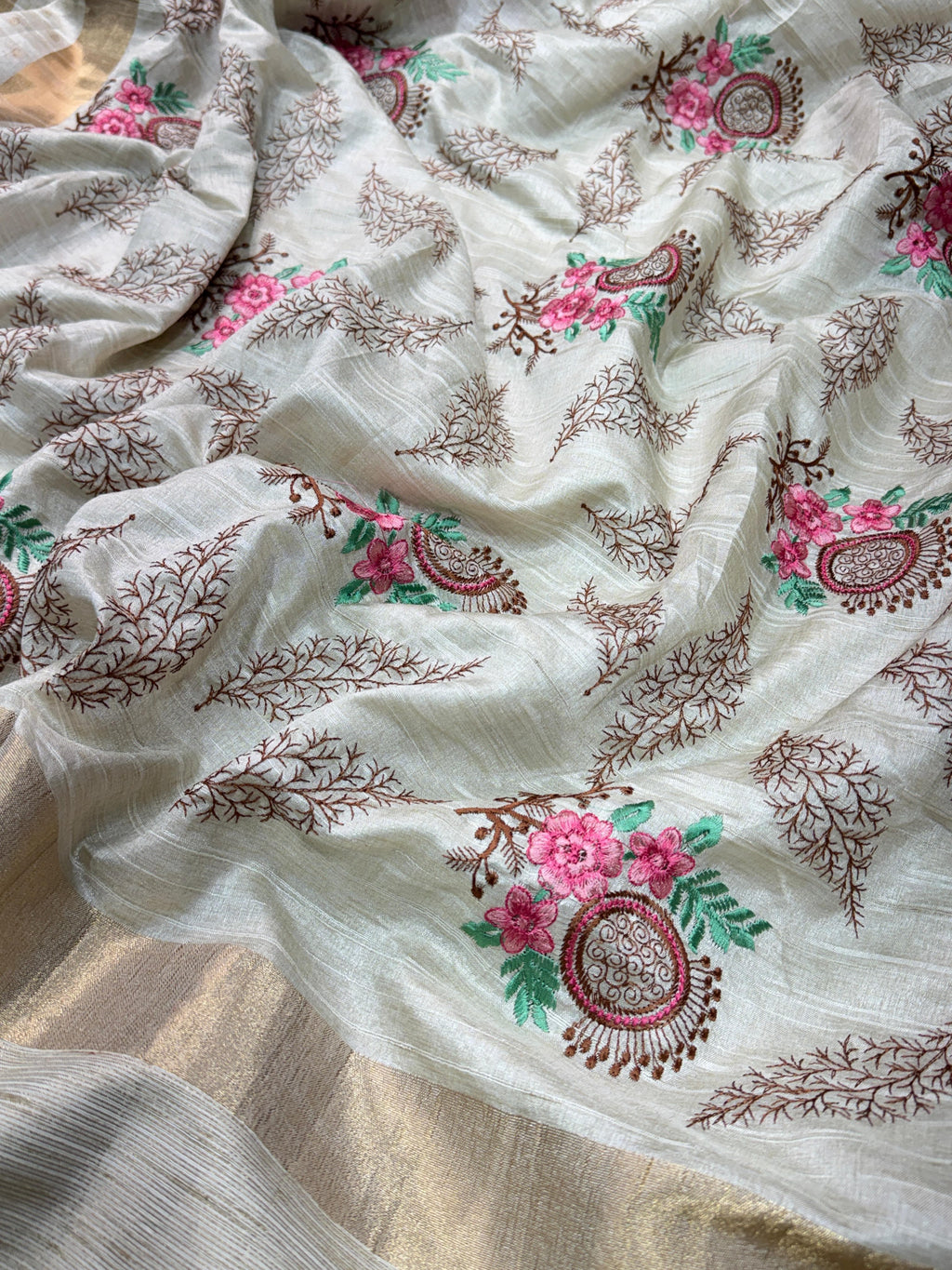 Tusser cotton Jacquard Saree