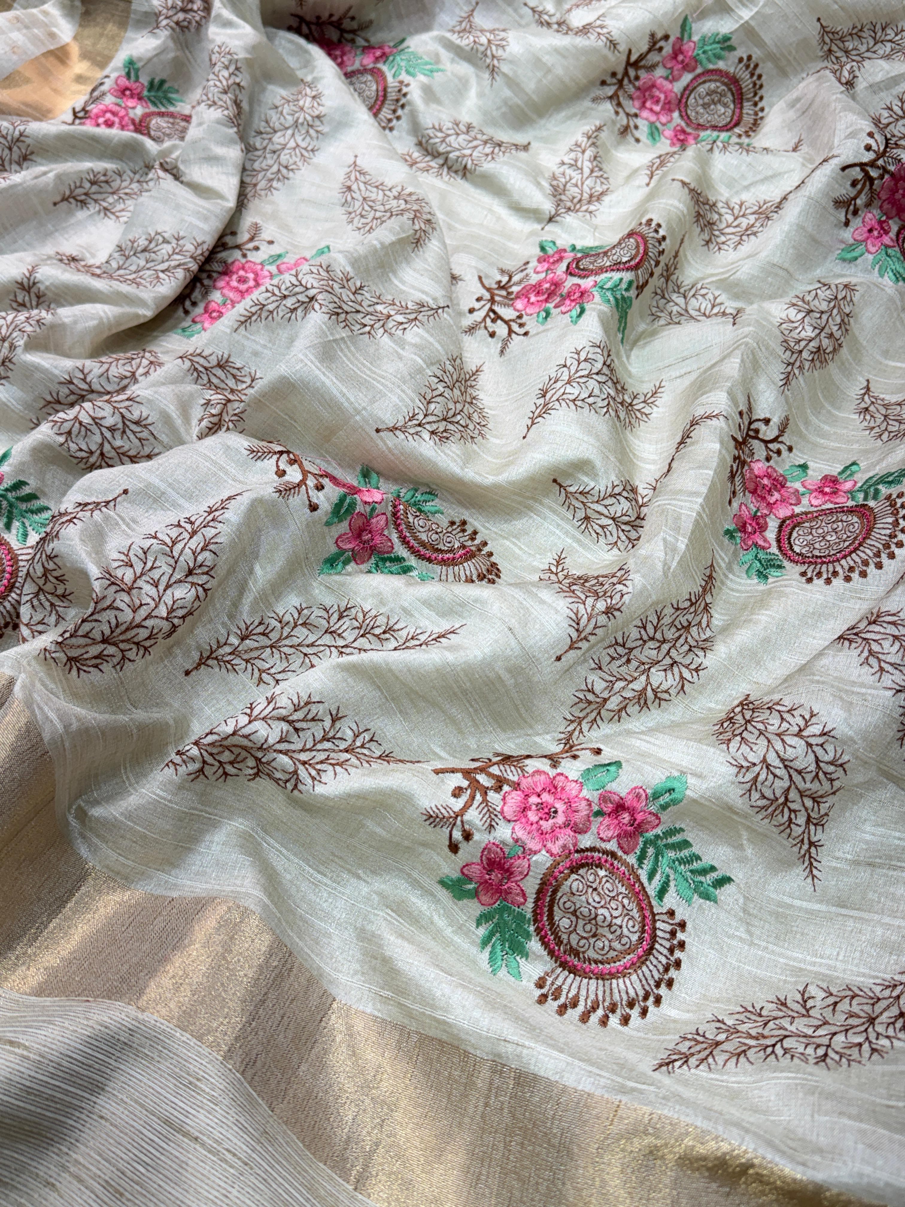 Tusser cotton Jacquard Saree