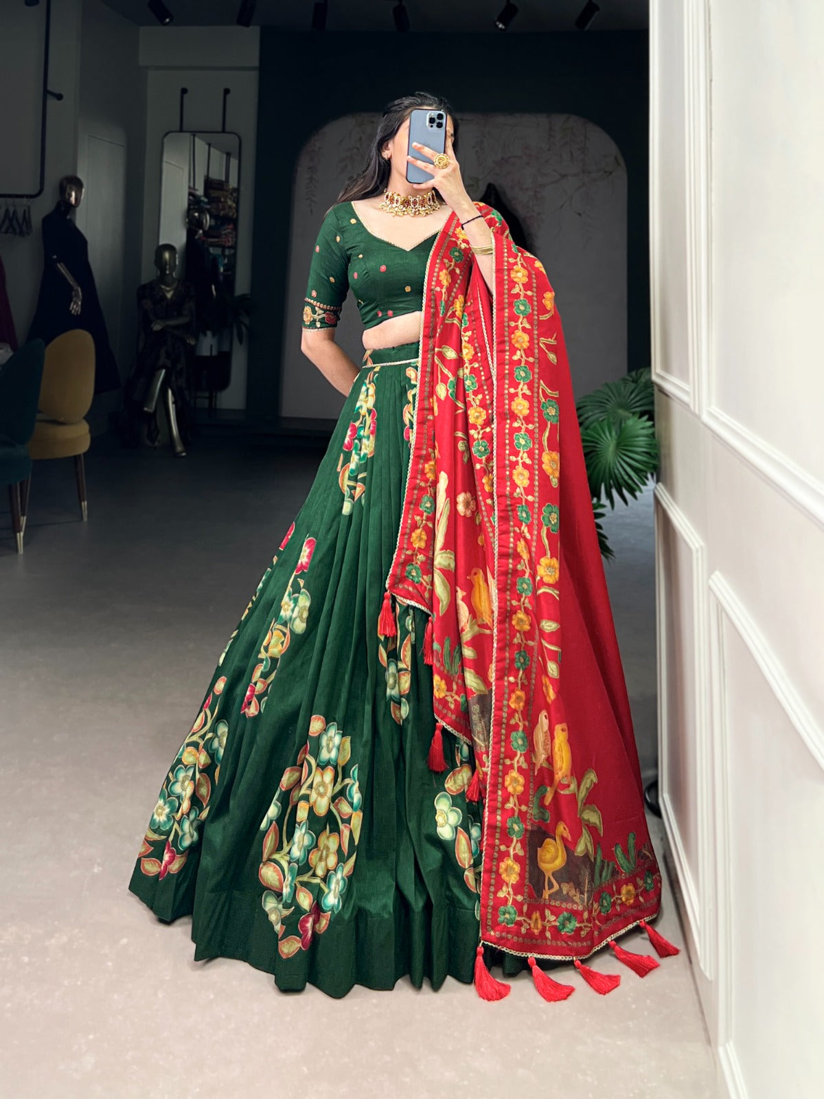 Festive Tusser Lehenga