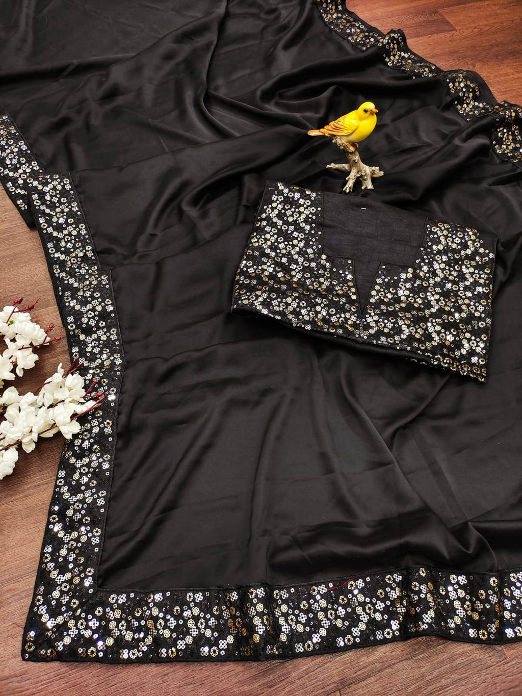 Bollywood Soft Black Rangoli Saree