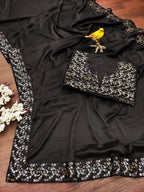 Bollywood Soft Black Rangoli Saree