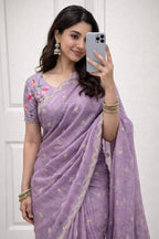 Georgette Crush Embroidery Saree