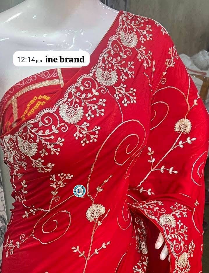 Super Soft Golden Cherod silk Fabric Sarees