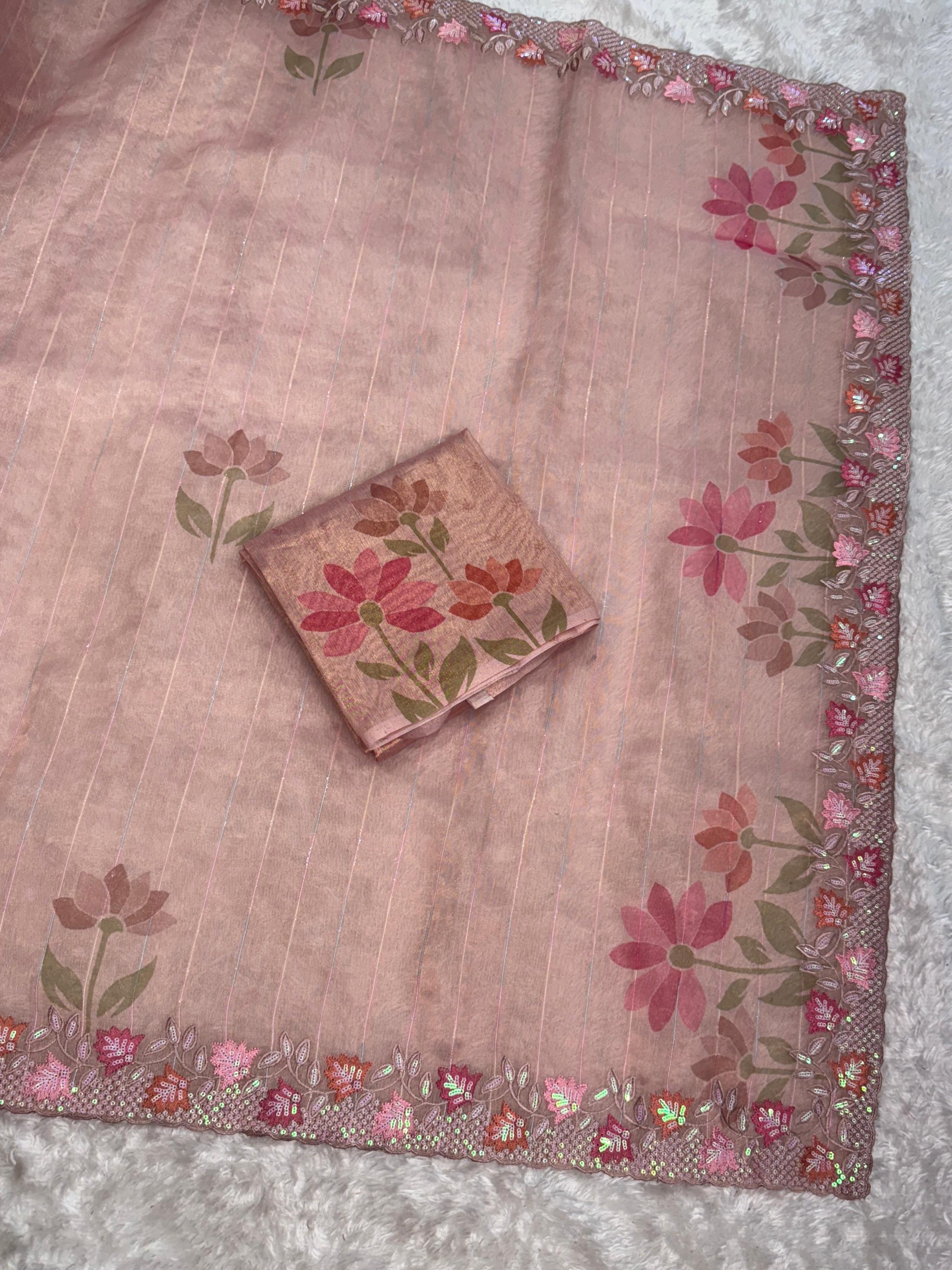 GLASS TISSUE ORGANZA SAREE