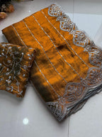 Fendy Chiffon Multi Sequence Emrodairy Work Saree