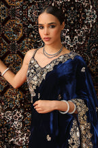 Viscose Velvet Nevy Blue Wedding Saree
