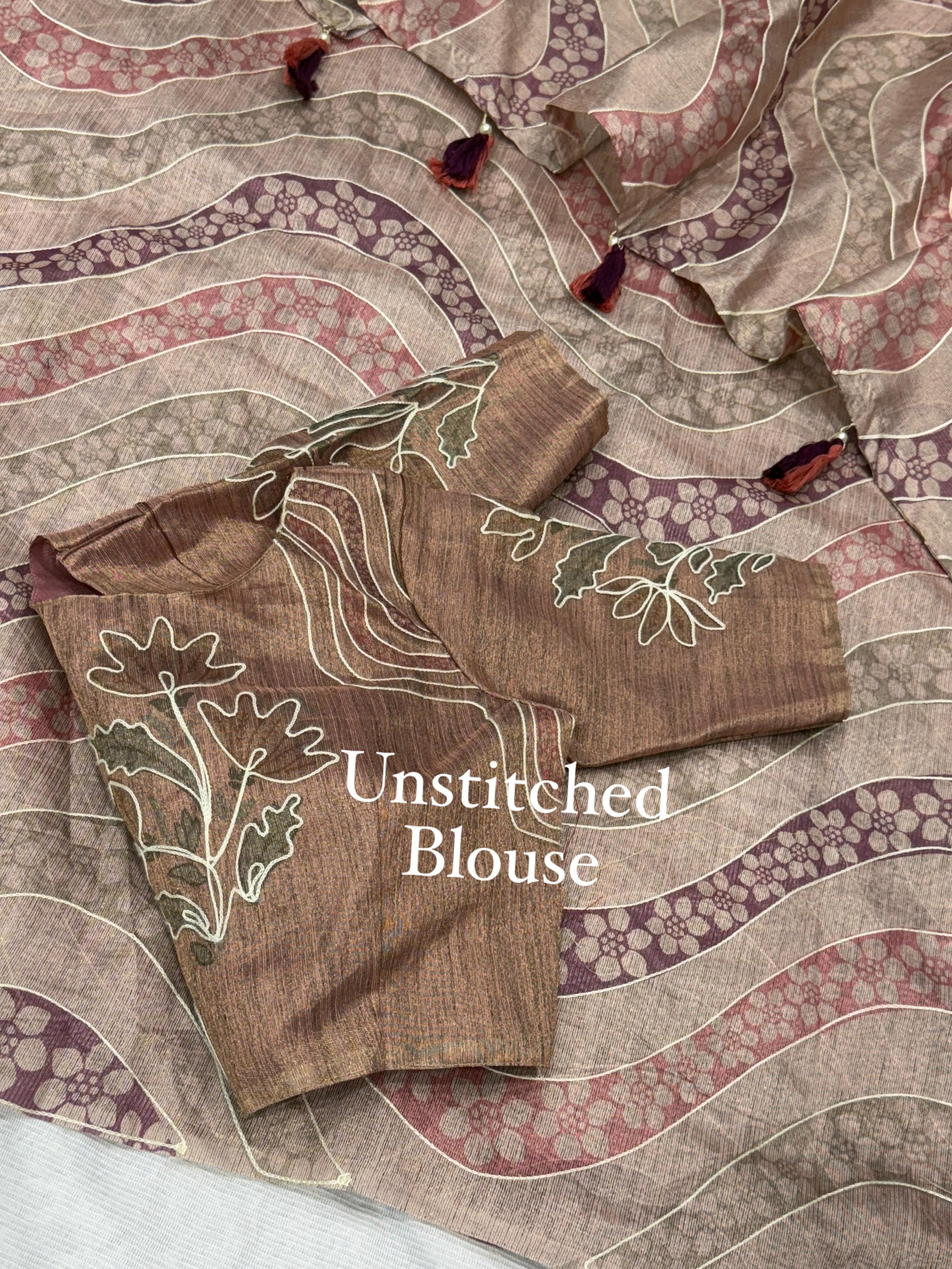 LINEN COPPER JARI SAREE