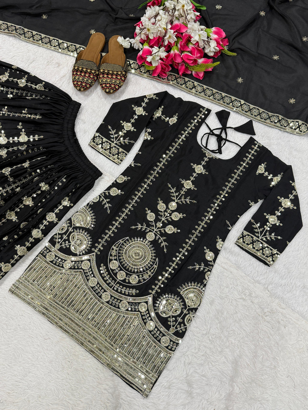 Heavy Vichitra Silk Material Top Plazzo