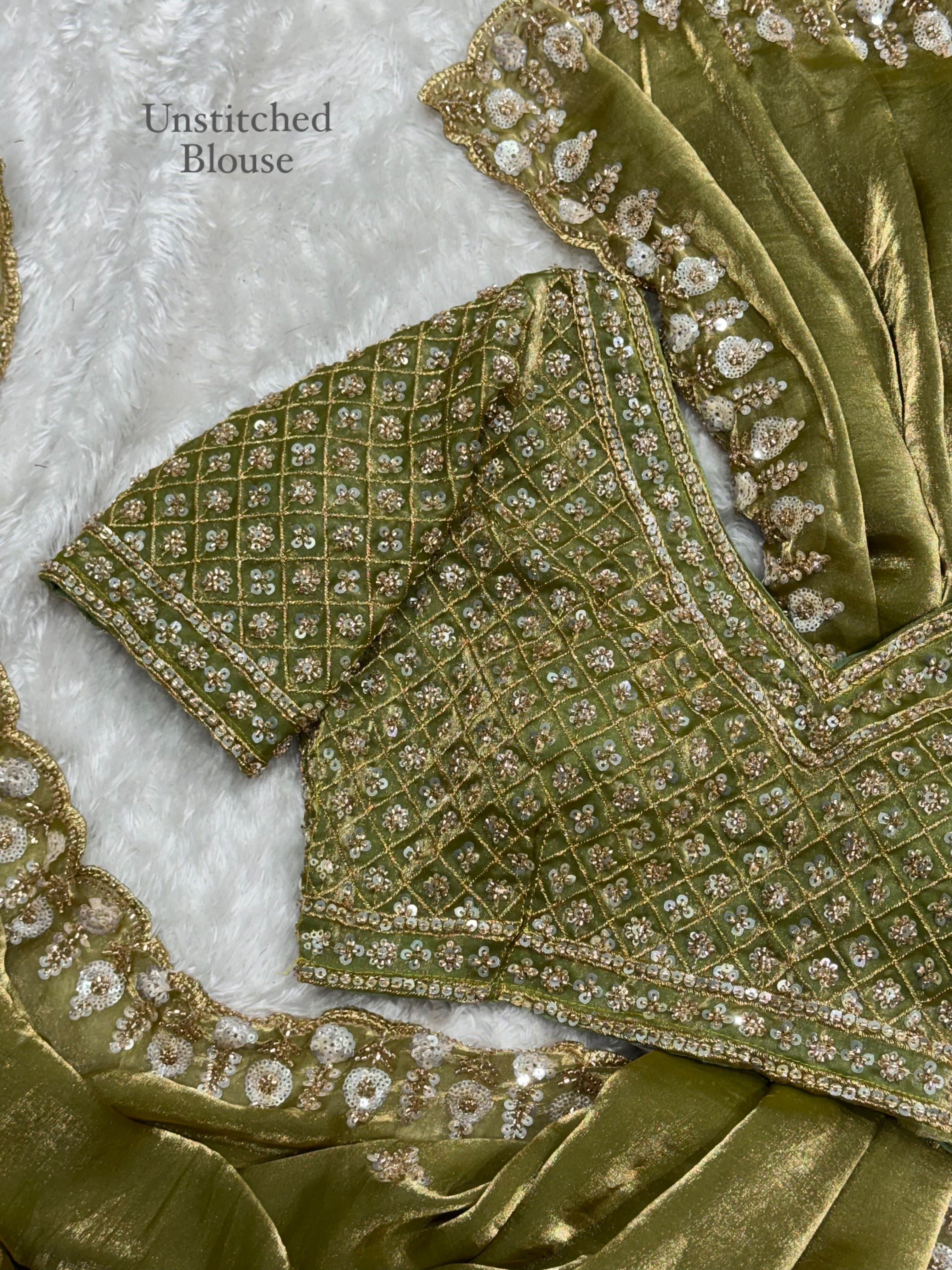 The ethereal Fandy satin fabric Saree