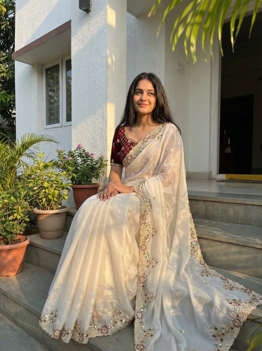 A very soft nd elegant fendy sartin fabric saree