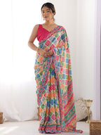 FLORA GORGETTE DIGITAL PRINT SAREE
