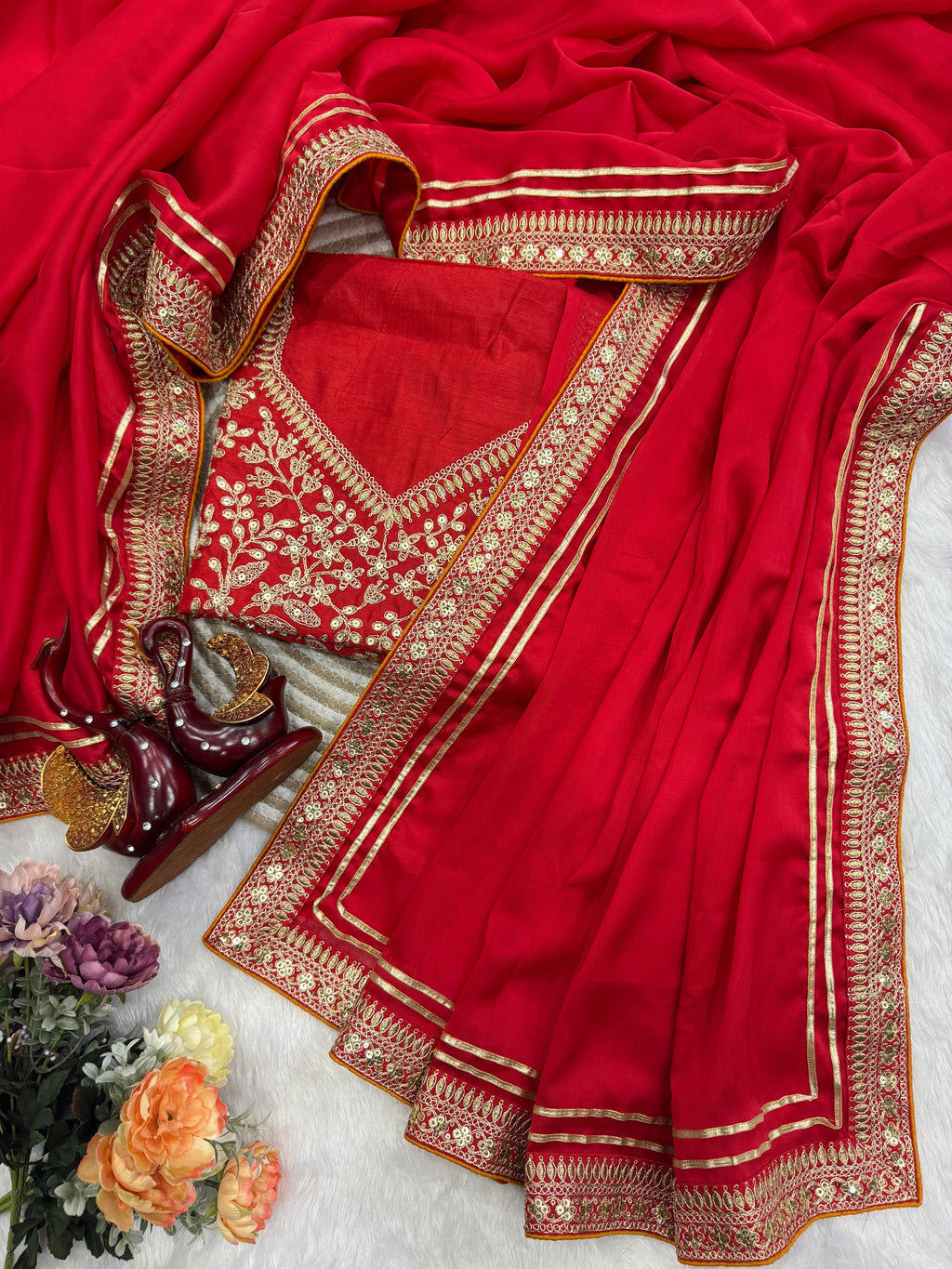 Soft Rangoli Silk Red Saree