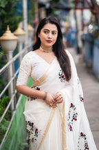 Pure Georgette Embroidery Saree