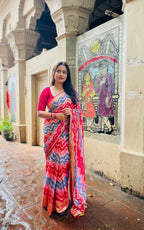 Pure georgette saree with zari woven zig zag