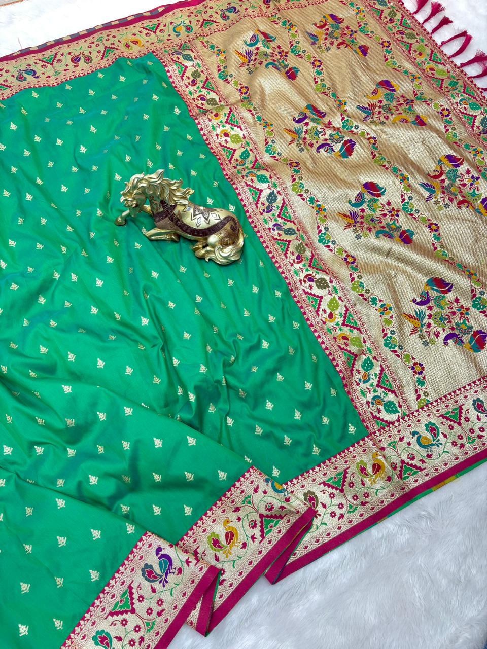 Soft Silk Paithani Saree With Gold Zari