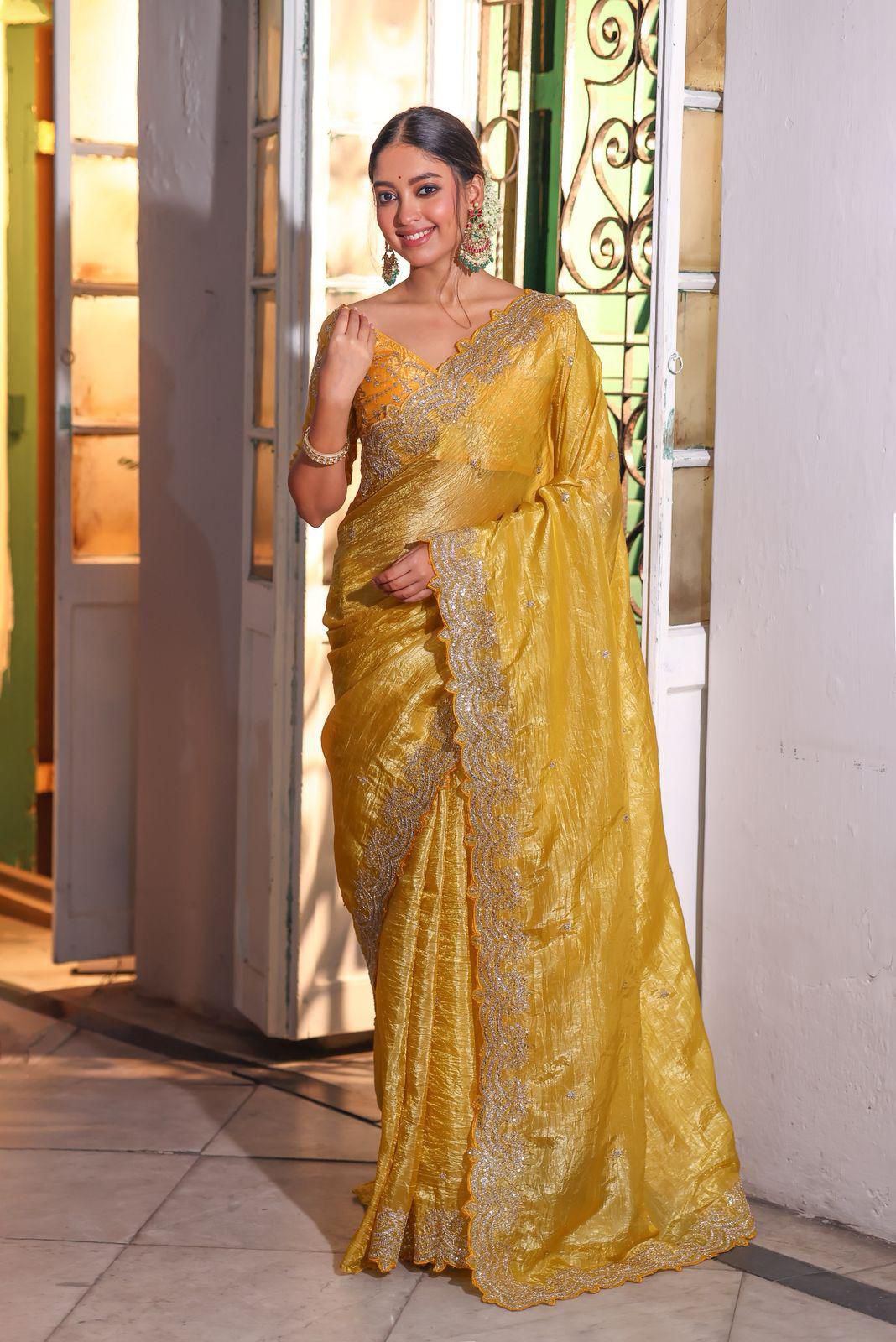 Premium Gold Crush Pure Fabric Saree