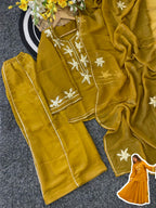 Heavenly Handmade Kurta Sharara Top Plazzo Set With Charkhi Gota Work