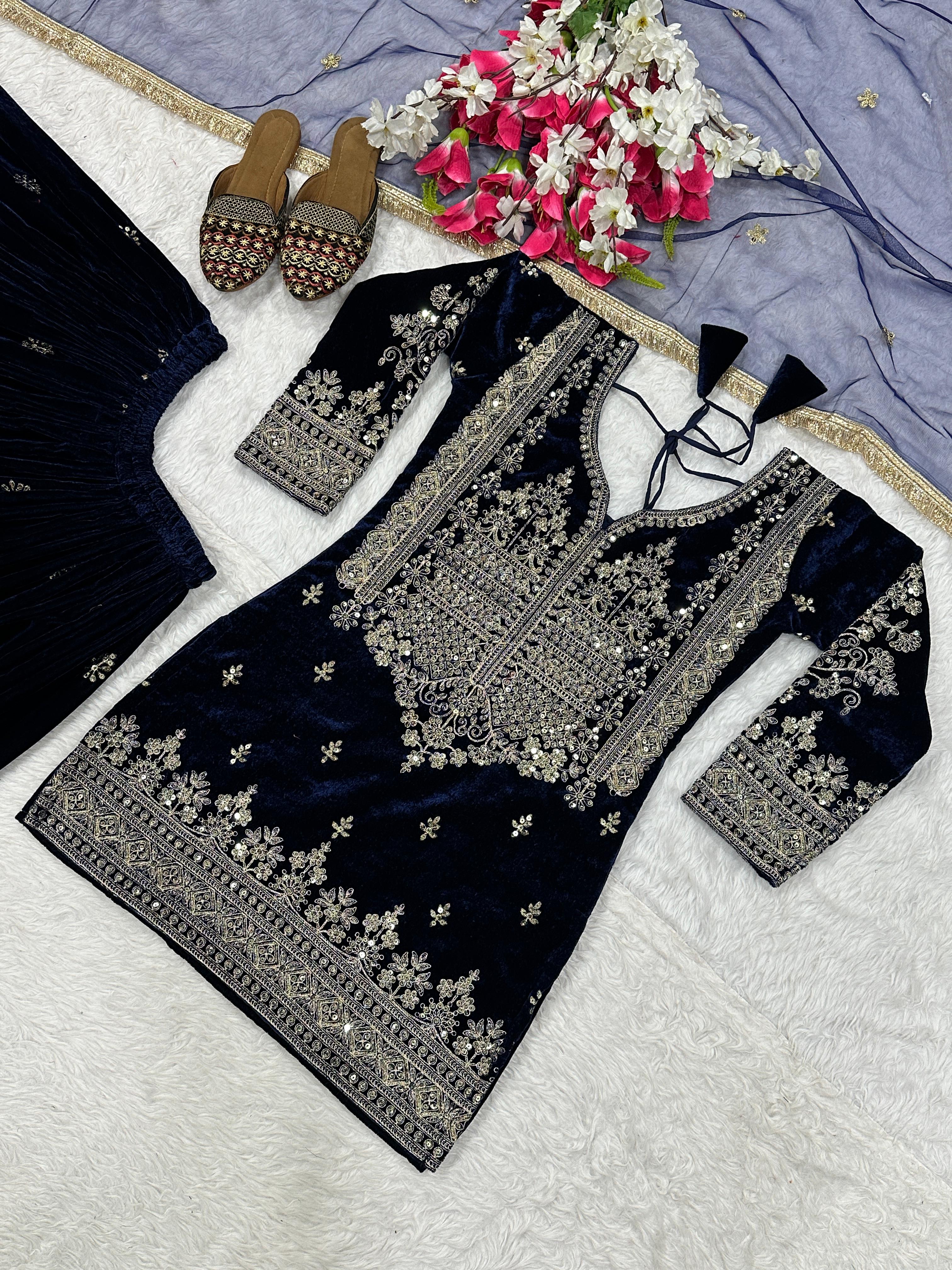Designer Party Wear Look Top  Sharara Plazzo and Dupatta