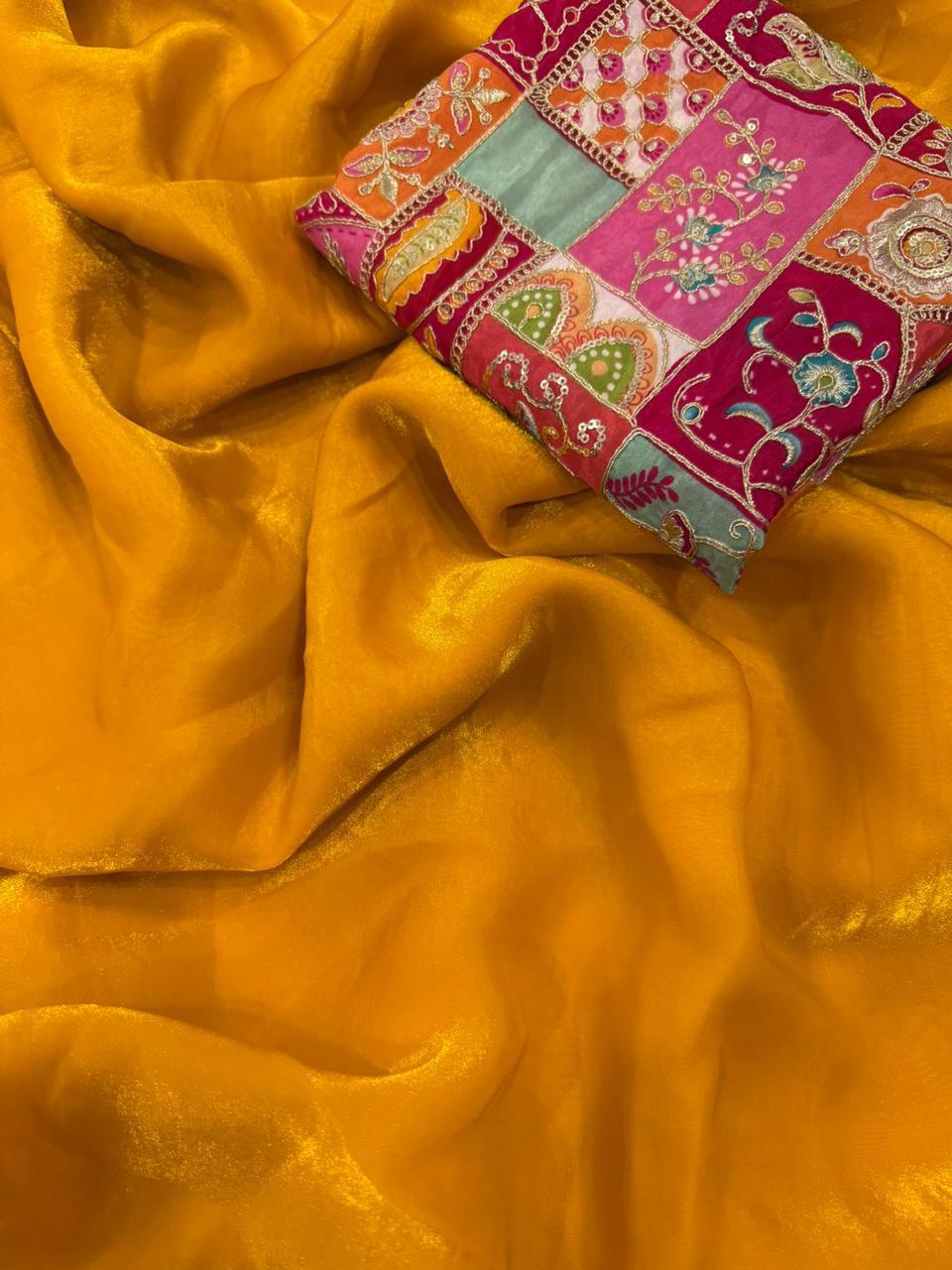 Space Fendy Sattin Saree