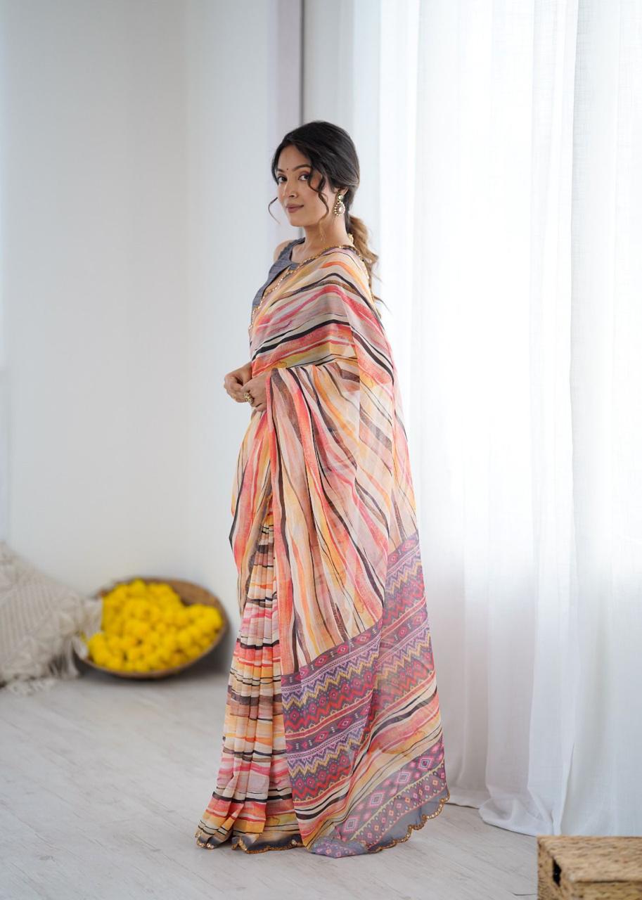 GORGETTE SILK DIGITAL PRINT SAREE