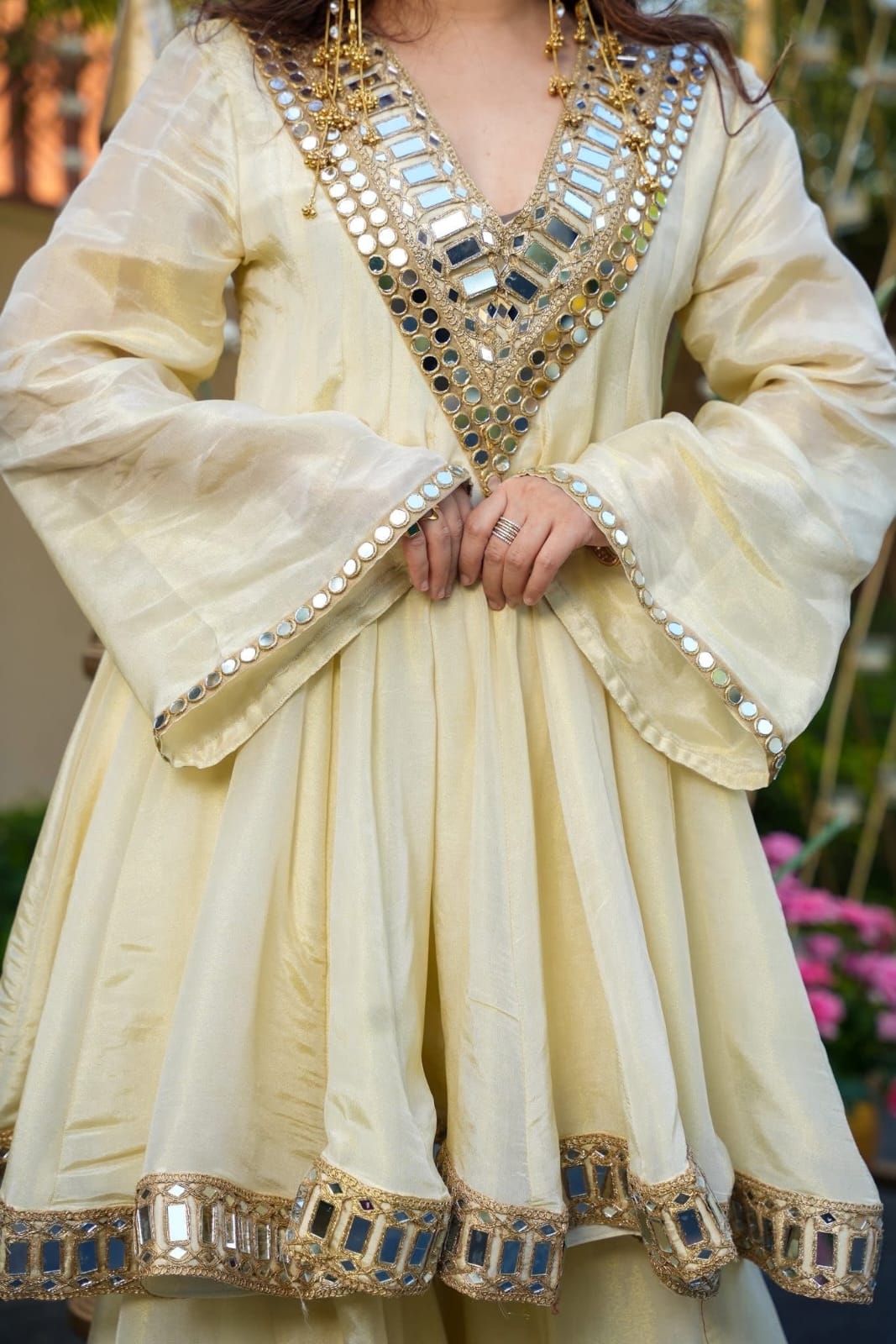 KEDIYA Style Real Mirror Work Kurti Plazzo Set