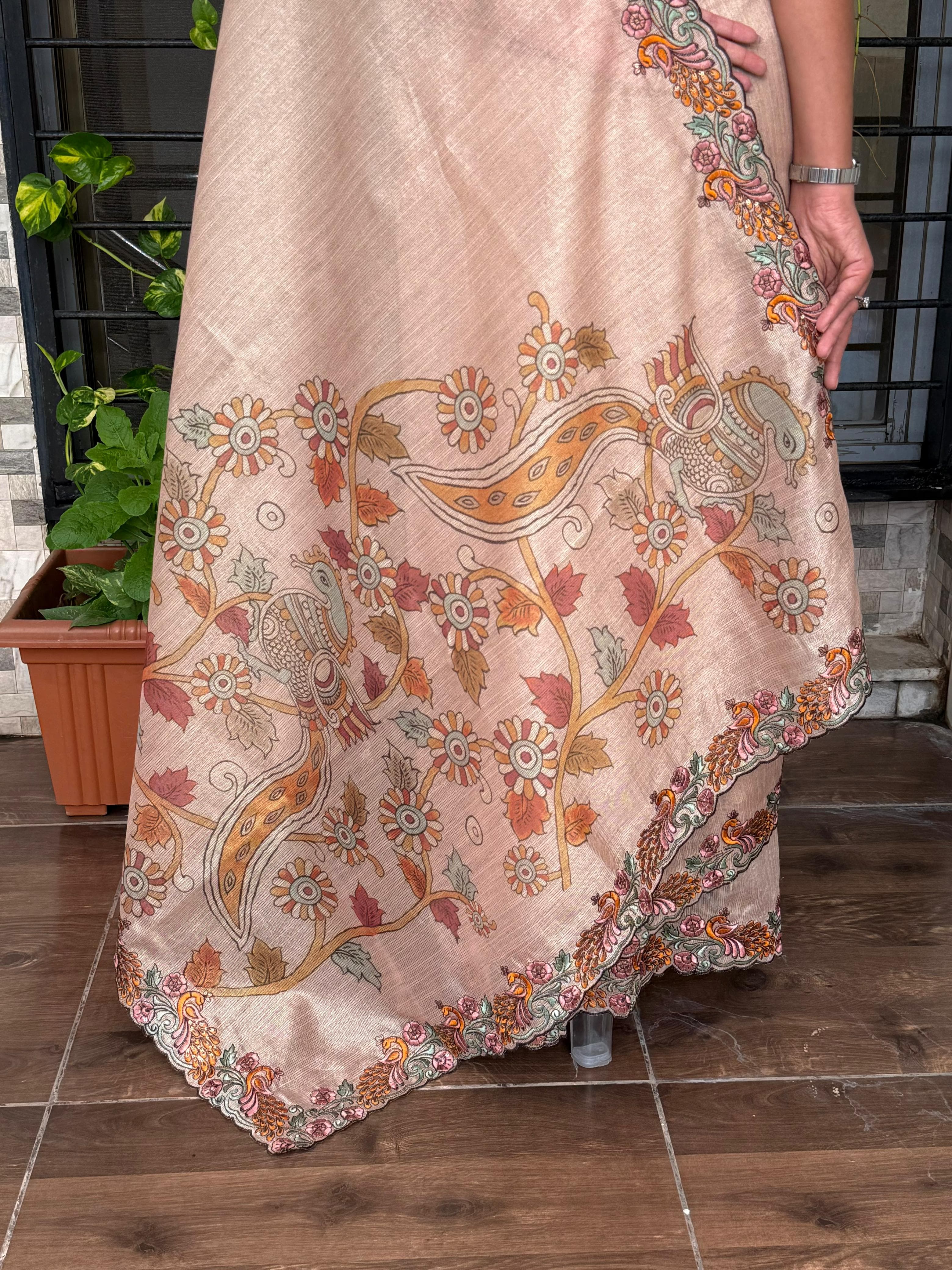 Kalamkari theme Digital print in saree