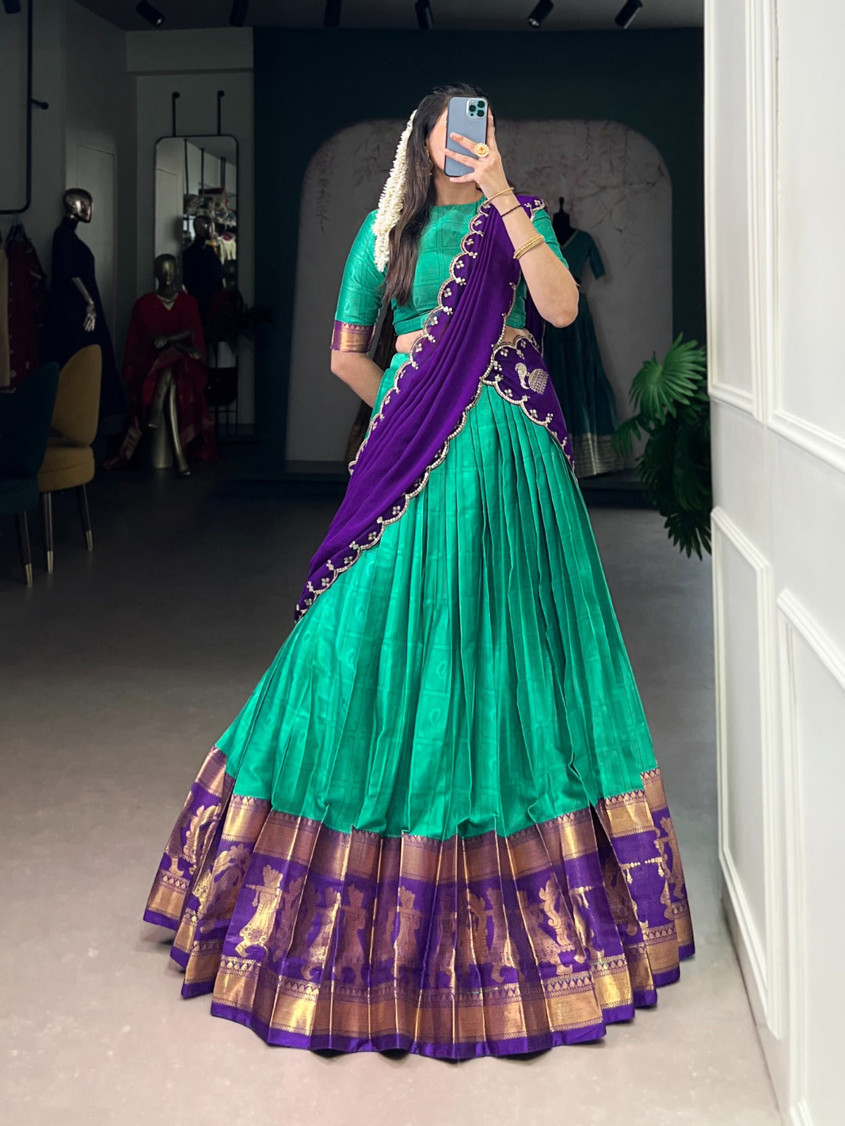 Poly Cotton Lahenga with Multi color