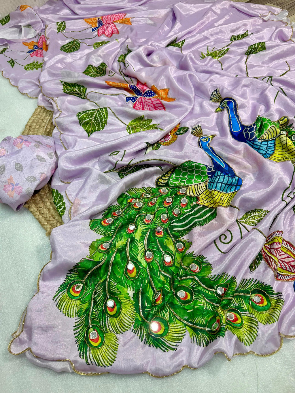 Handwork Elegance & Digital Print Saree