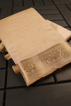 Plain Tussar Silk Sarees with zari woven border