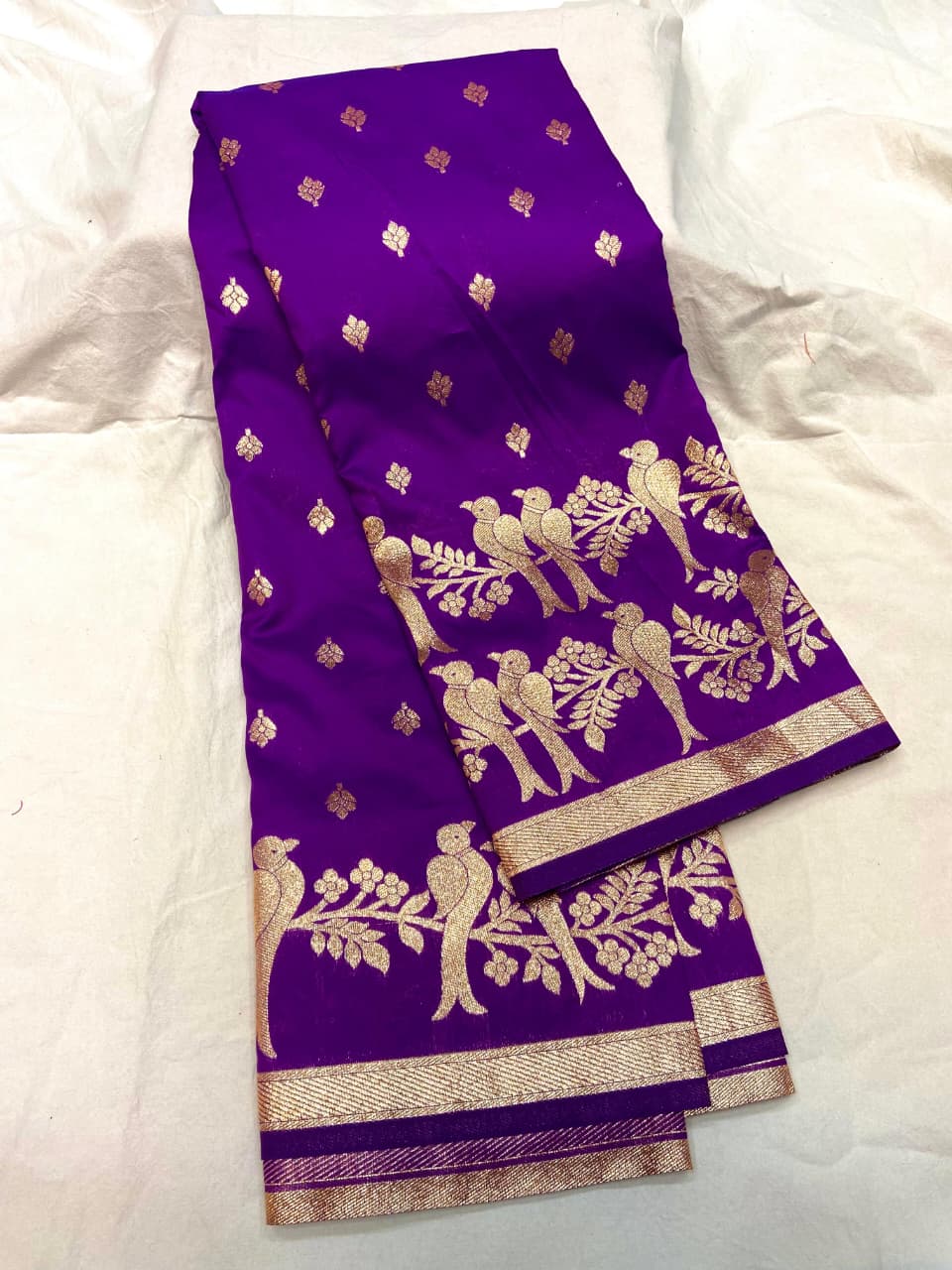 Soft Banarasi Silk Saree Couple Parrot Desgin
