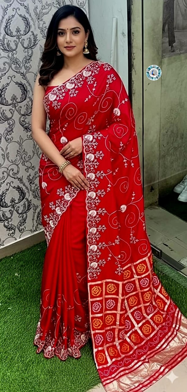 Super Soft Golden Cherod silk Fabric Sarees