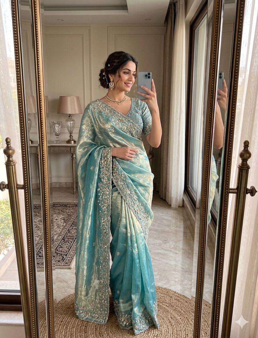 Pure soft Fandy Satin Silk Saree