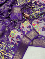 Heavy Purple Tussur Silk Saree
